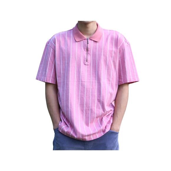 Urban Outfitters Pink & White Striped Polo Shirt | Men’s M - Picture 5 of 9